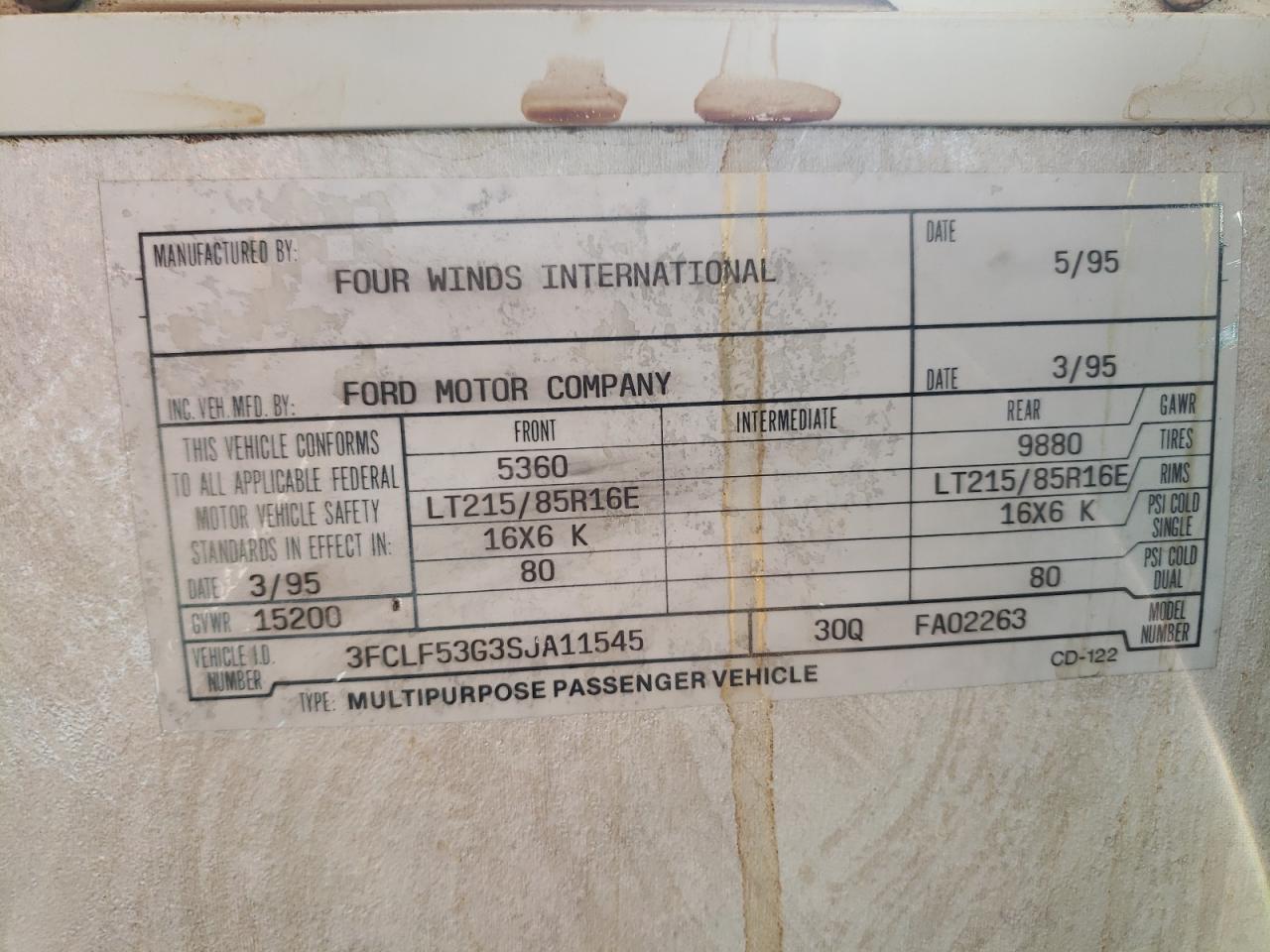 Photo 10 from auction – 1995 FOUR M30QHURRI with VIN 3FCLF53G3SJA11545