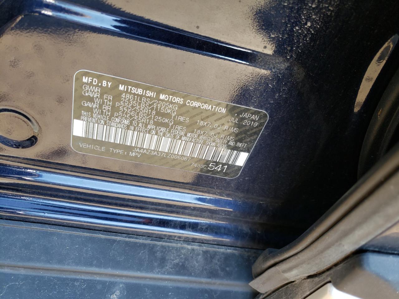 Photo 10 from auction – 2020 MITSUBISHI OUTLANDER with VIN JA4AZ3A37LZ006067