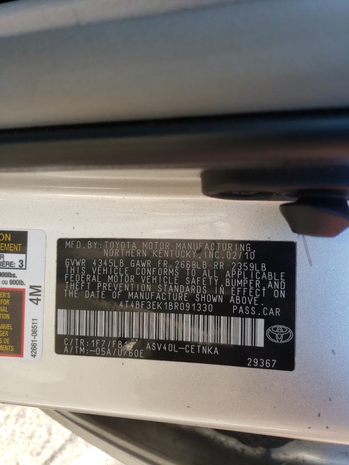Photo 10 from auction – 2011 TOYOTA CAMRY BASE with VIN 4T4BF3EK1BR091330