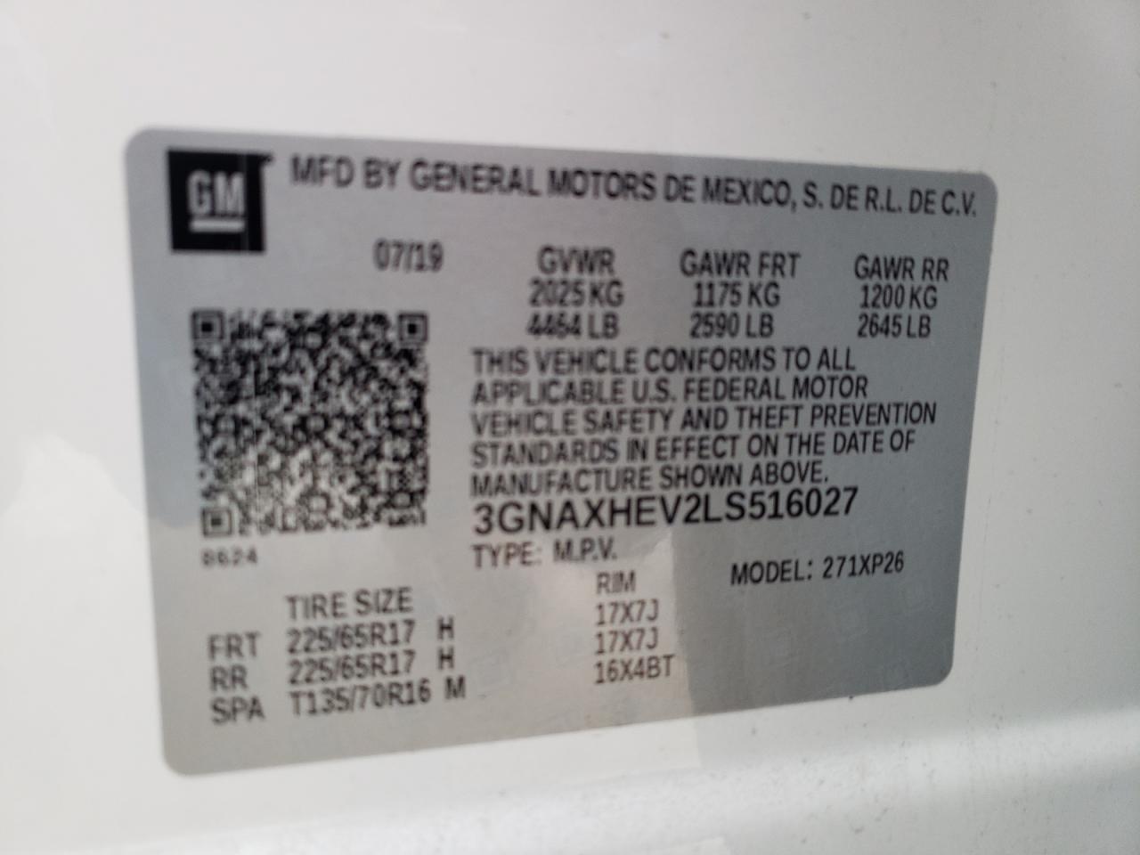 Photo 10 from auction – 2020 CHEVROLET EQUINOX LS with VIN 3GNAXHEV2LS516027