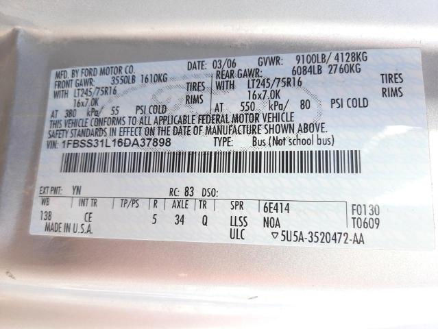 Photo 10 from auction – 2006 FORD ECONOLINE with VIN 1FBSS31L16DA37898