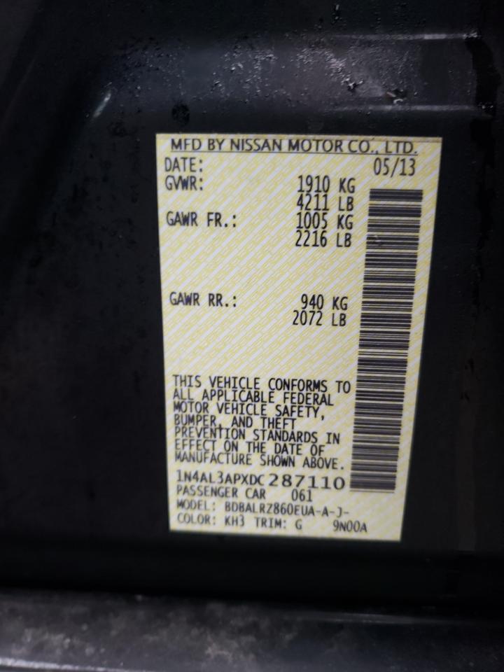 Photo 10 from auction – 2013 NISSAN ALTIMA 2.5 with VIN 1N4AL3APXDC287110
