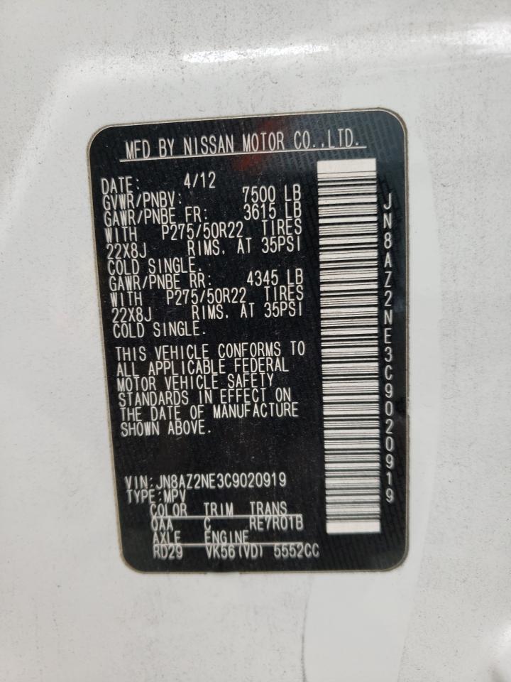 Photo 10 from auction – 2012 INFINITI QX56 with VIN JN8AZ2NE3C9020919