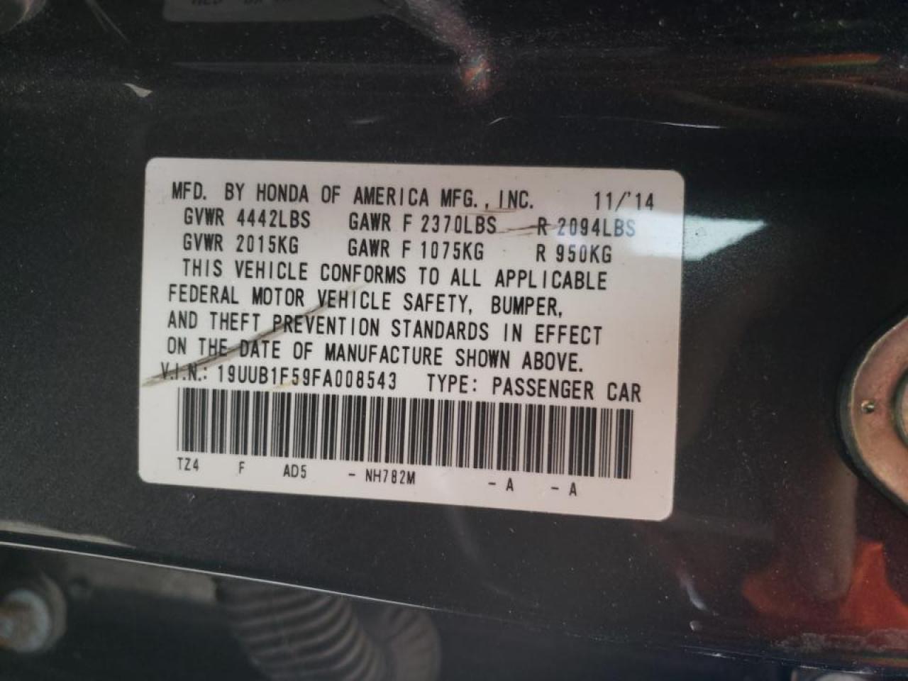 Zdjęcie 10 z aukcji – 2015 ACURA TLX TECH z VIN 19UUB1F59FA008543