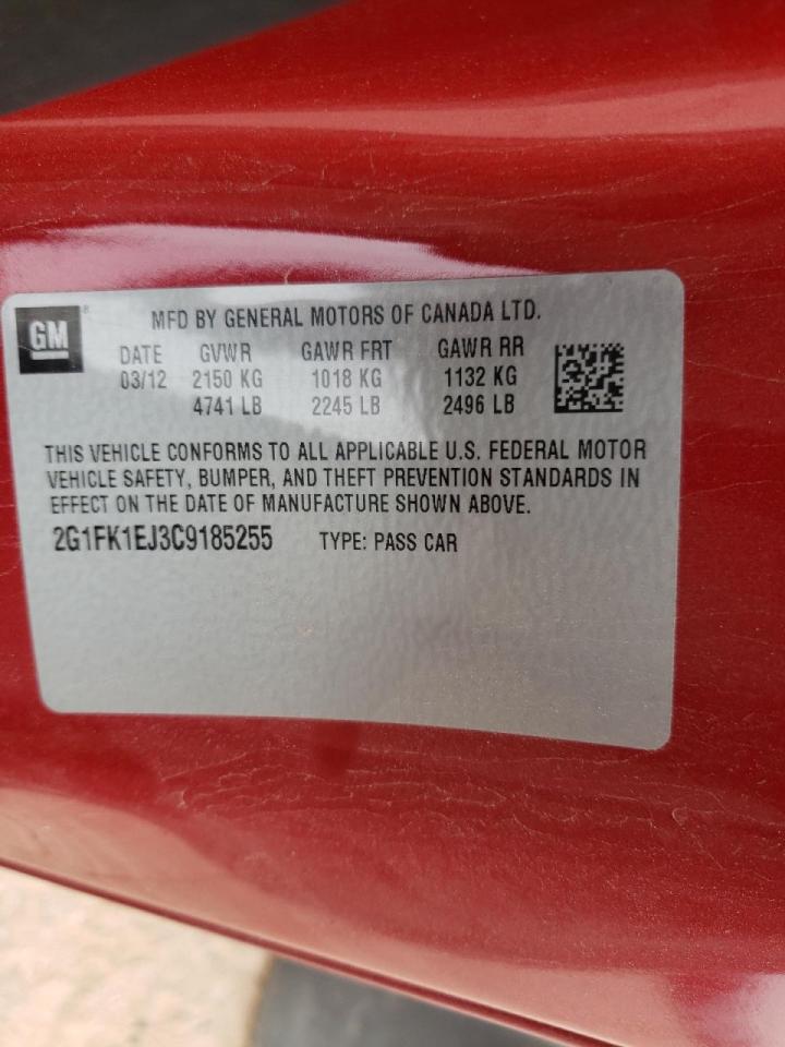 Photo 10 from auction – 2012 CHEVROLET CAMARO 2SS with VIN 2G1FK1EJ3C9185255
