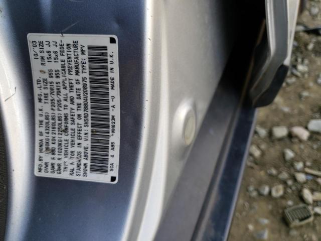 Photo 10 from auction – 2004 HONDA CR-V EX with VIN SHSRD78804U208975