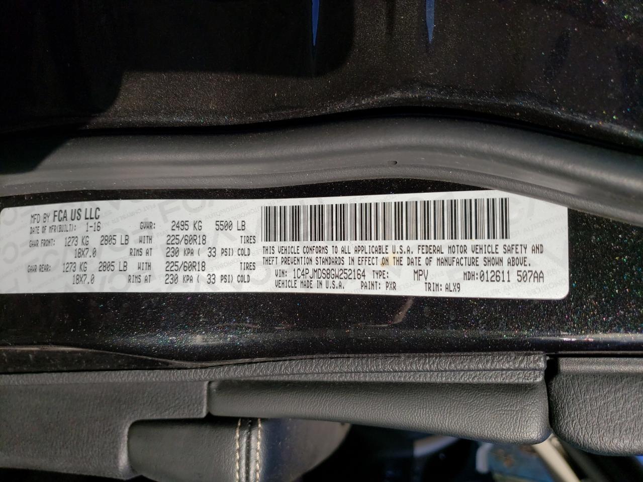 Photo 10 from auction – 2016 JEEP CHEROKEE L with VIN 1C4PJMDS8GW252164