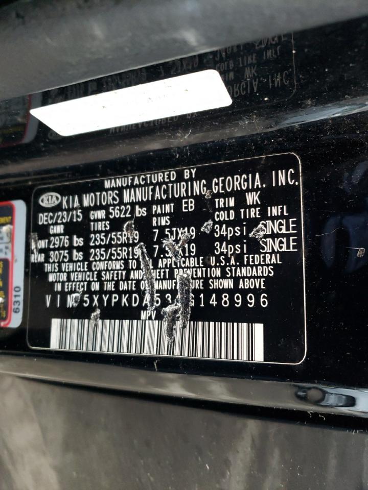 Photo 10 from auction – 2016 KIA SORENTO SX with VIN 5XYPKDA53GG148996