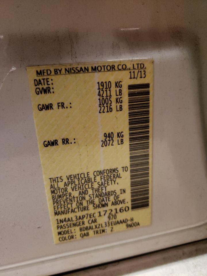 Photo 10 from auction – 2014 NISSAN ALTIMA 2.5 with VIN 1N4AL3AP7EC172160
