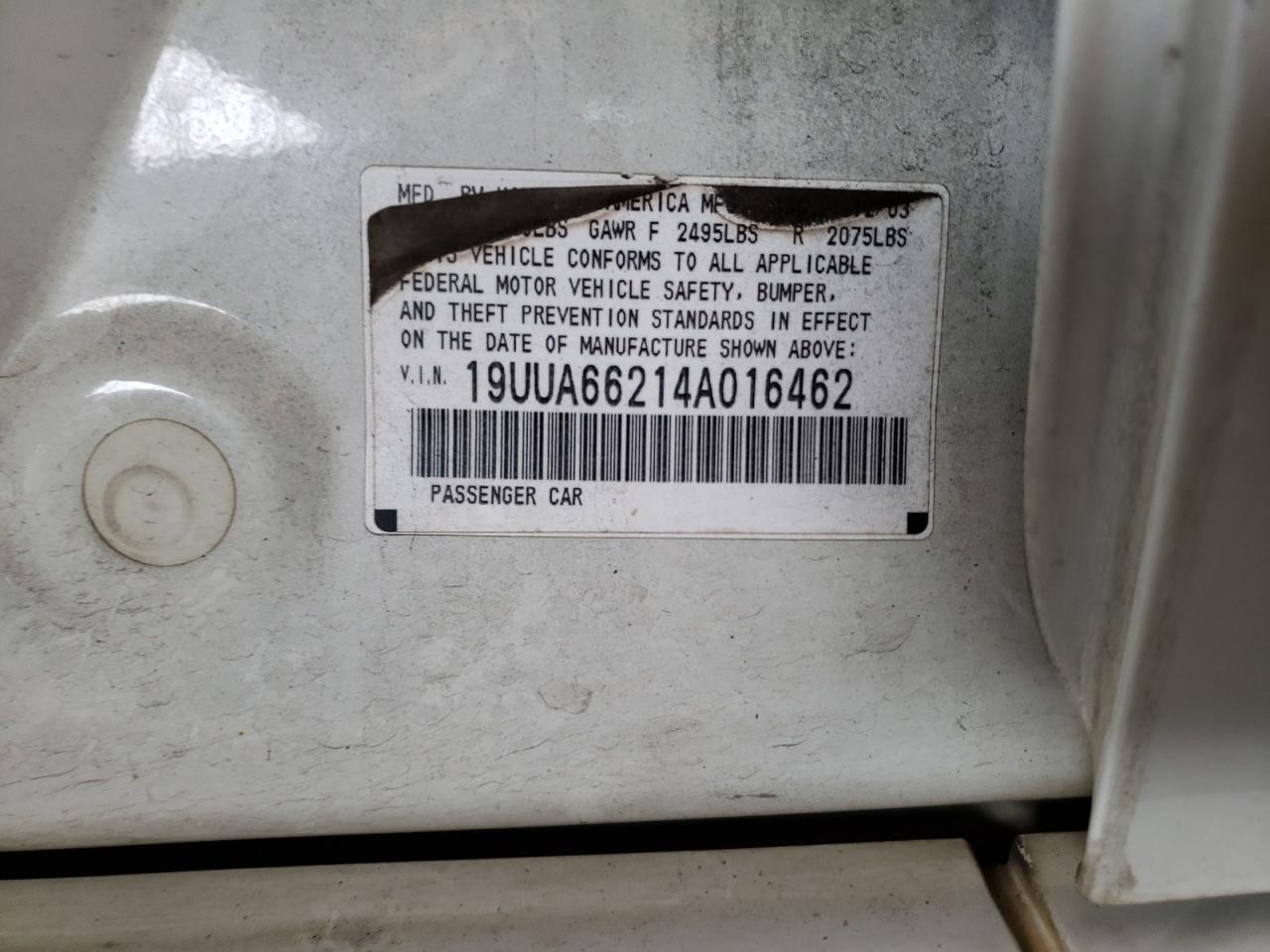 Photo 10 from auction – 2004 ACURA TL with VIN 19UUA66214A016462