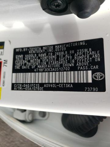 Photo 10 from auction – 2010 TOYOTA CAMRY BASE with VIN 4T1BF3EK3AU512702