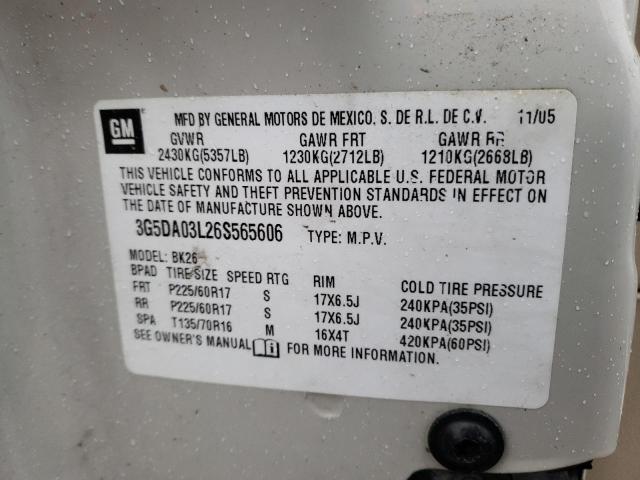 Photo 10 from auction – 2006 BUICK RENDEZVOUS with VIN 3G5DA03L26S565606