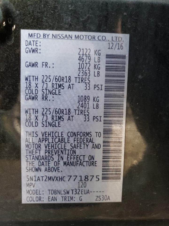 Photo 10 from auction – 2017 NISSAN ROGUE SV with VIN 5N1AT2MVXHC771875