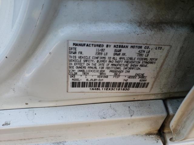 Photo 10 from auction – 2003 NISSAN ALTIMA SE with VIN 1N4BL11EX3C181830