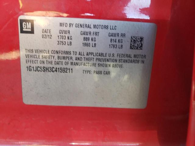 Zdjęcie 10 z aukcji – 2012 CHEVROLET SONIC LT z VIN 1G1JC5SH3C4159211