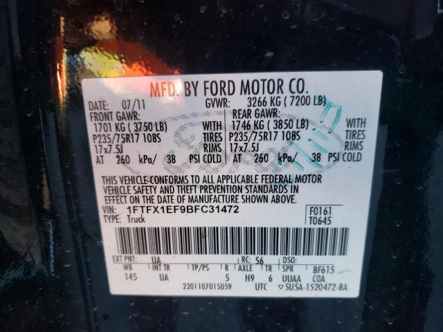 Photo 10 from auction – 2011 FORD F150 SUPER with VIN 1FTFX1EF9BFC31472