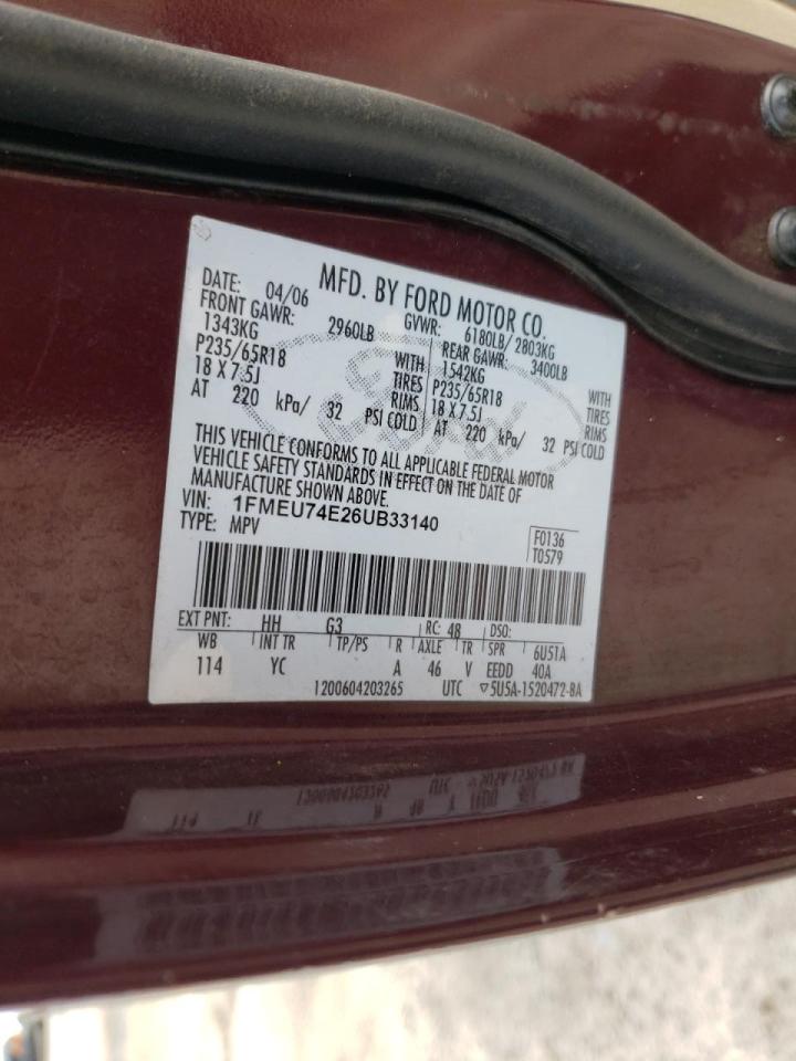 Photo 10 from auction – 2006 FORD EXPLORER E with VIN 1FMEU74E26UB33140