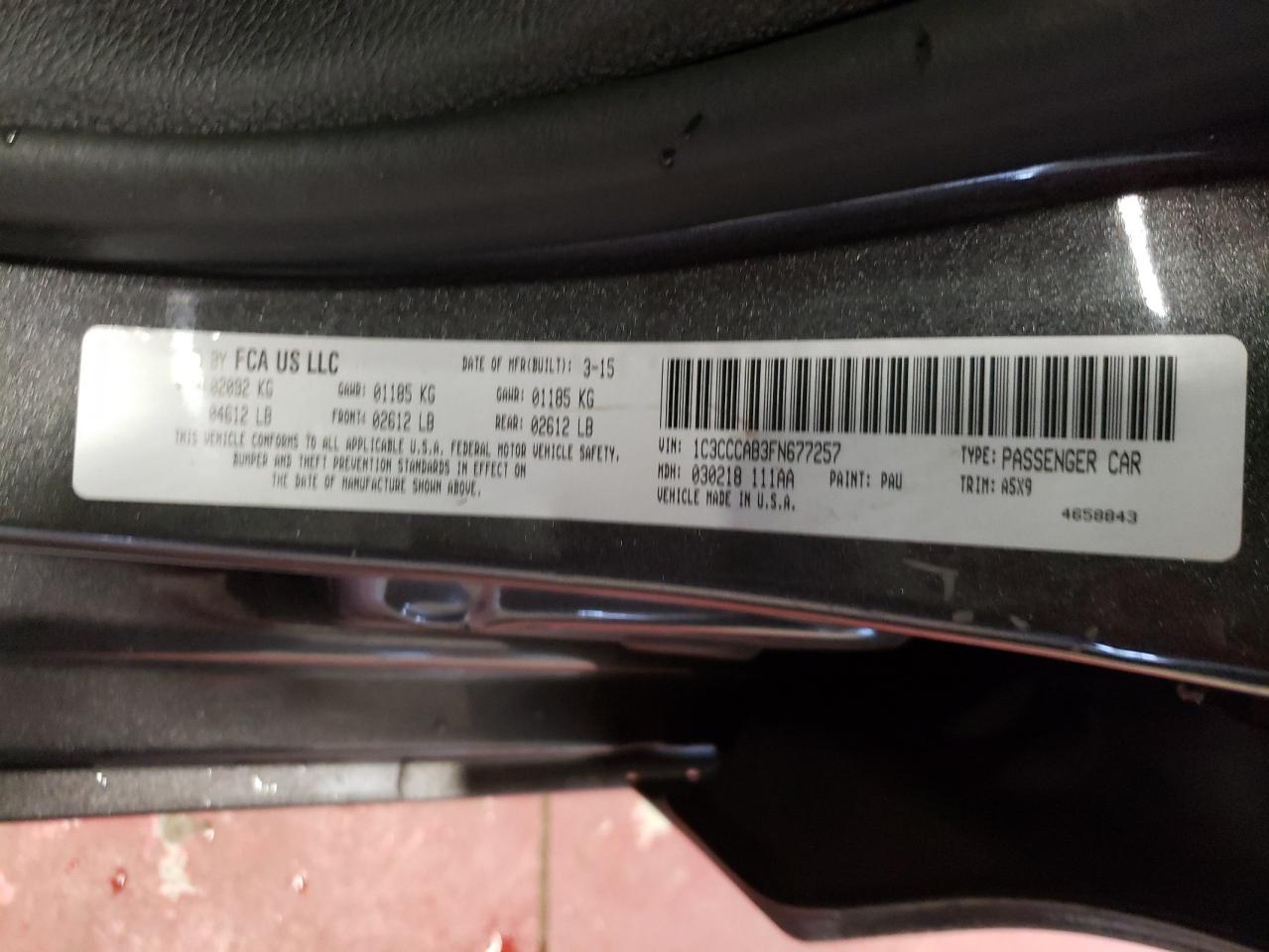 Photo 10 from auction – 2015 CHRYSLER 200 LIMITE with VIN 1C3CCCAB3FN677257