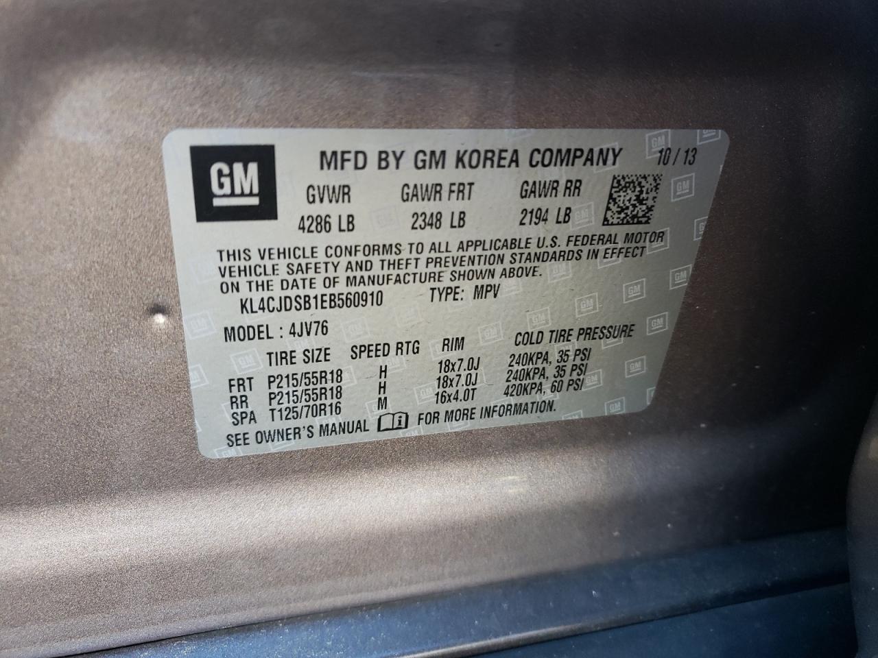 Photo 10 from auction – 2014 BUICK ENCORE PRE with VIN KL4CJDSB1EB560910