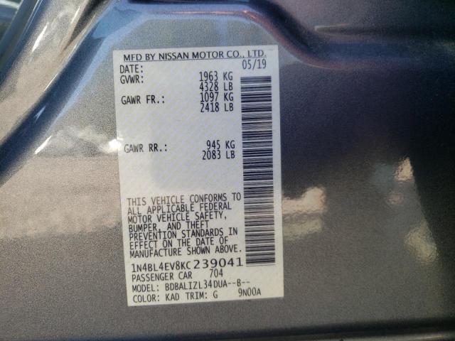 Photo 10 from auction – 2019 NISSAN ALTIMA SL with VIN 1N4BL4EV8KC239041
