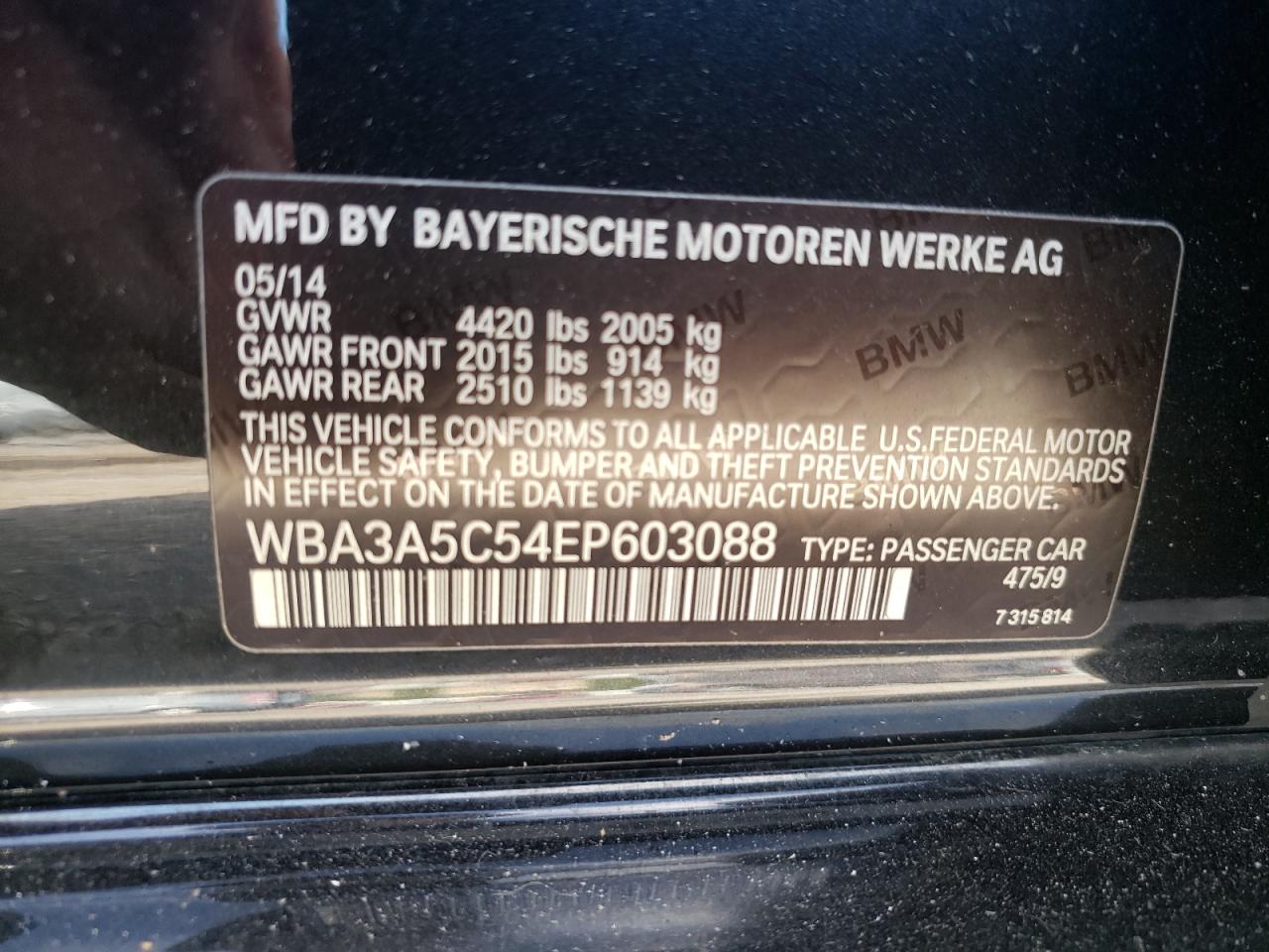 صورة رقم 10 من المزاد - 2014 BMW 328 I مع VIN WBA3A5C54EP603088