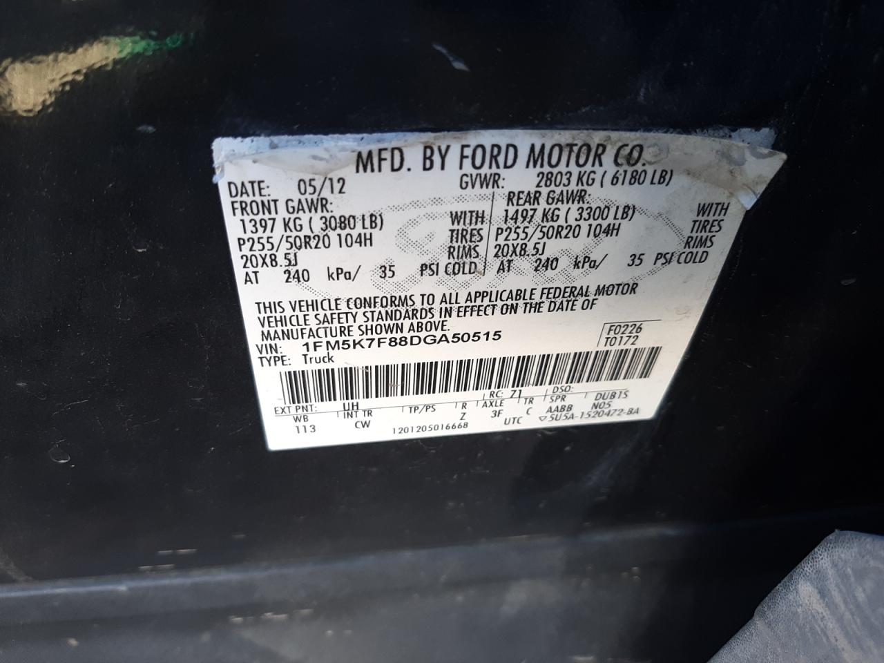 Photo 10 from auction – 2013 FORD EXPLORER L with VIN 1FM5K7F88DGA50515