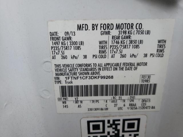 Photo 10 from auction – 2013 FORD F150 with VIN 1FTNF1CF3DKF99268