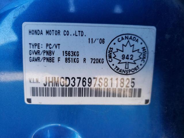 Photo 10 from auction – 2007 HONDA FIT S with VIN JHMGD37697S811825