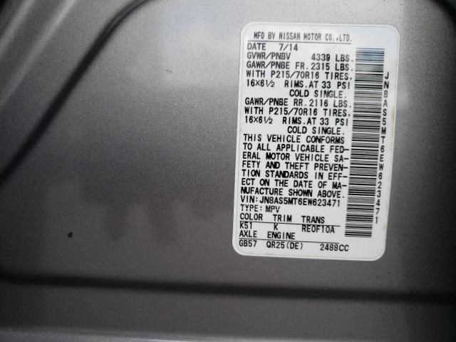 Photo 10 from auction – 2014 NISSAN ROGUE SELE with VIN JN8AS5MT6EW623471