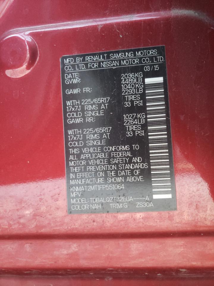 Photo 10 from auction – 2015 NISSAN ROGUE S with VIN KNMAT2MT1FP551064
