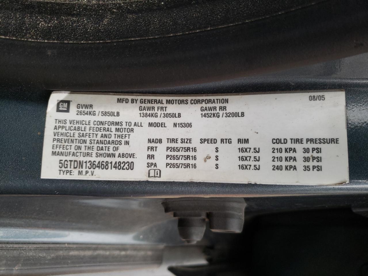Photo 10 from auction – 2006 HUMMER H3 with VIN 5GTDN136468148230