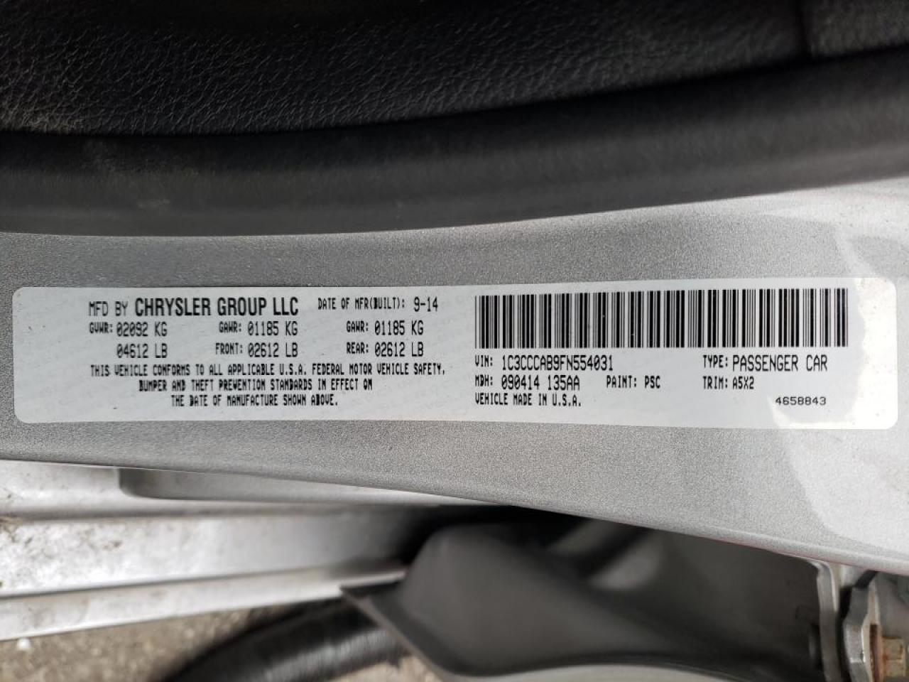 Photo 10 from auction – 2015 CHRYSLER 200 with VIN 1C3CCCAB9FN554031
