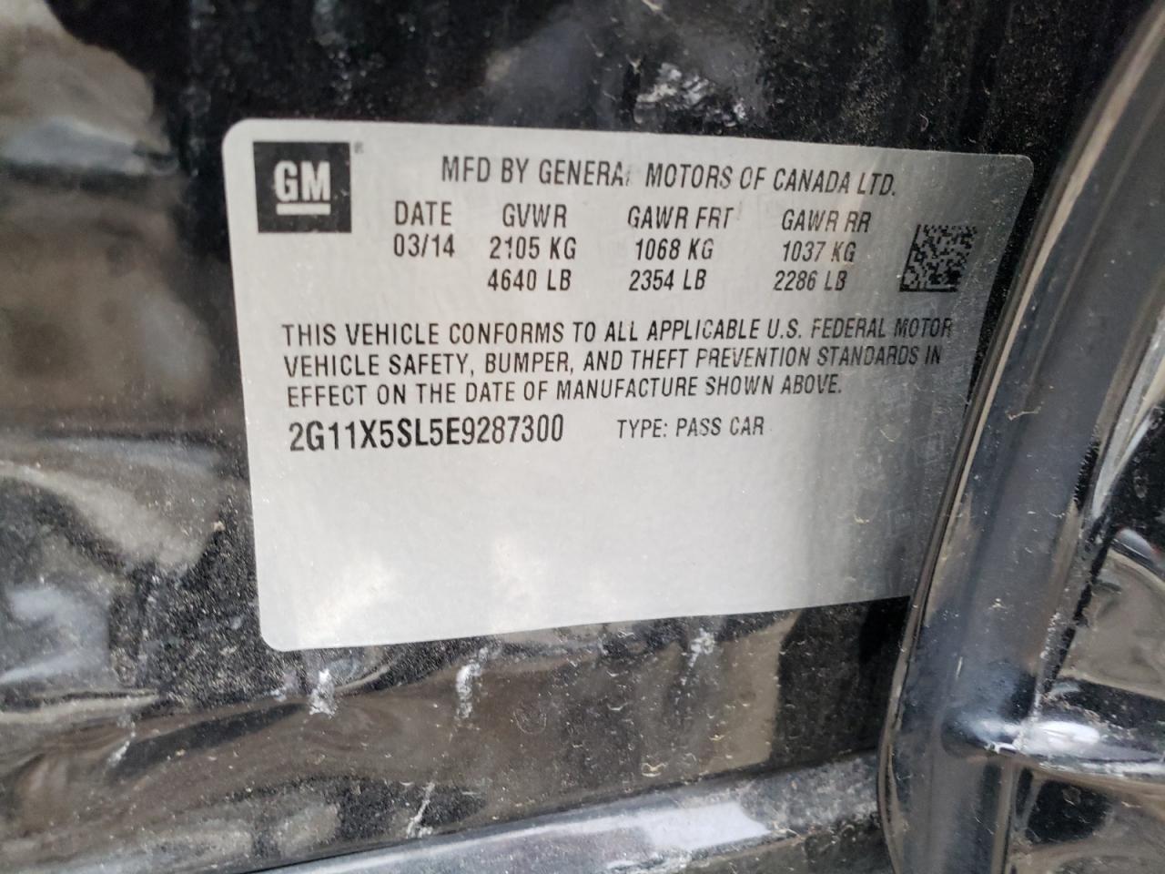 Photo 10 from auction – 2014 CHEVROLET IMPALA LS with VIN 2G11X5SL5E9287300