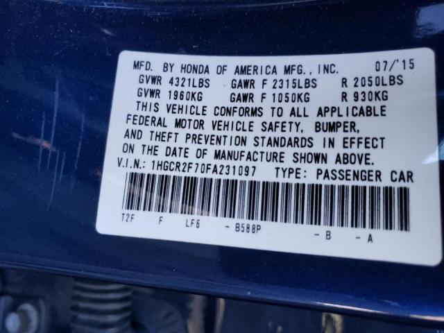 Photo 10 from auction – 2015 HONDA ACCORD EX with VIN 1HGCR2F70FA231097