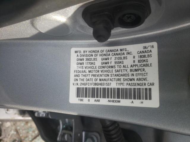 Photo 10 from auction – 2016 HONDA CIVIC EX with VIN 2HGFC1F38GH651537