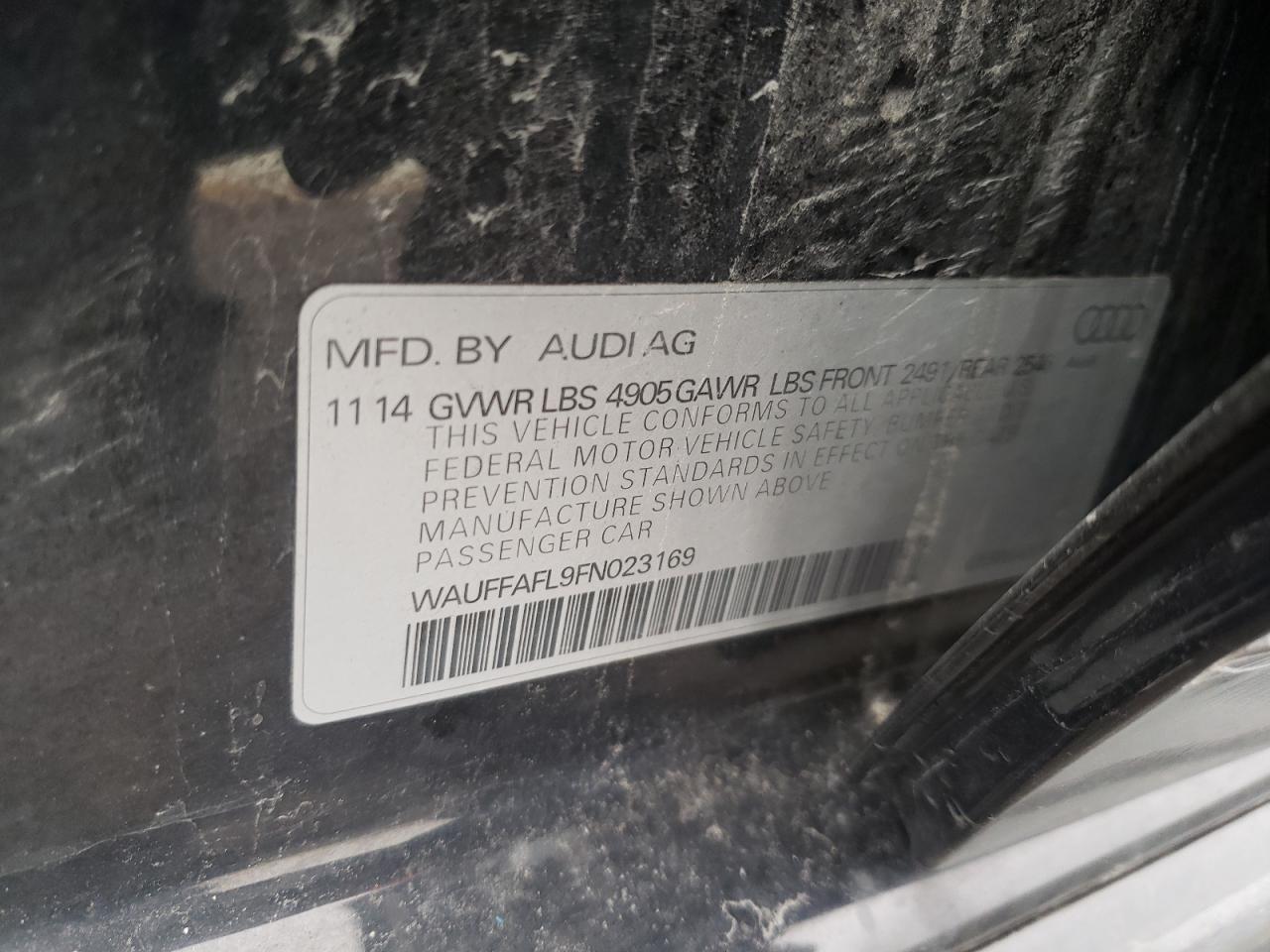 Photo 10 from auction – 2015 AUDI A4 PREMIUM with VIN WAUFFAFL9FN023169