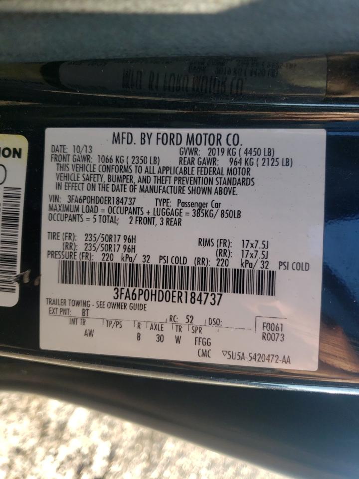 Photo 10 from auction – 2014 FORD FUSION SE with VIN 3FA6P0HD0ER184737