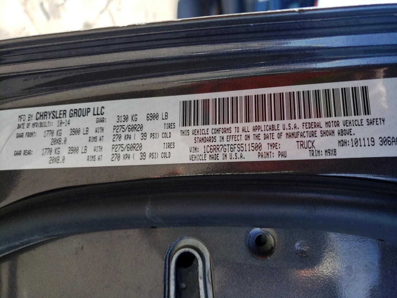 Photo 10 from auction – 2015 RAM 1500 SLT with VIN 1C6RR7GT6FS511500