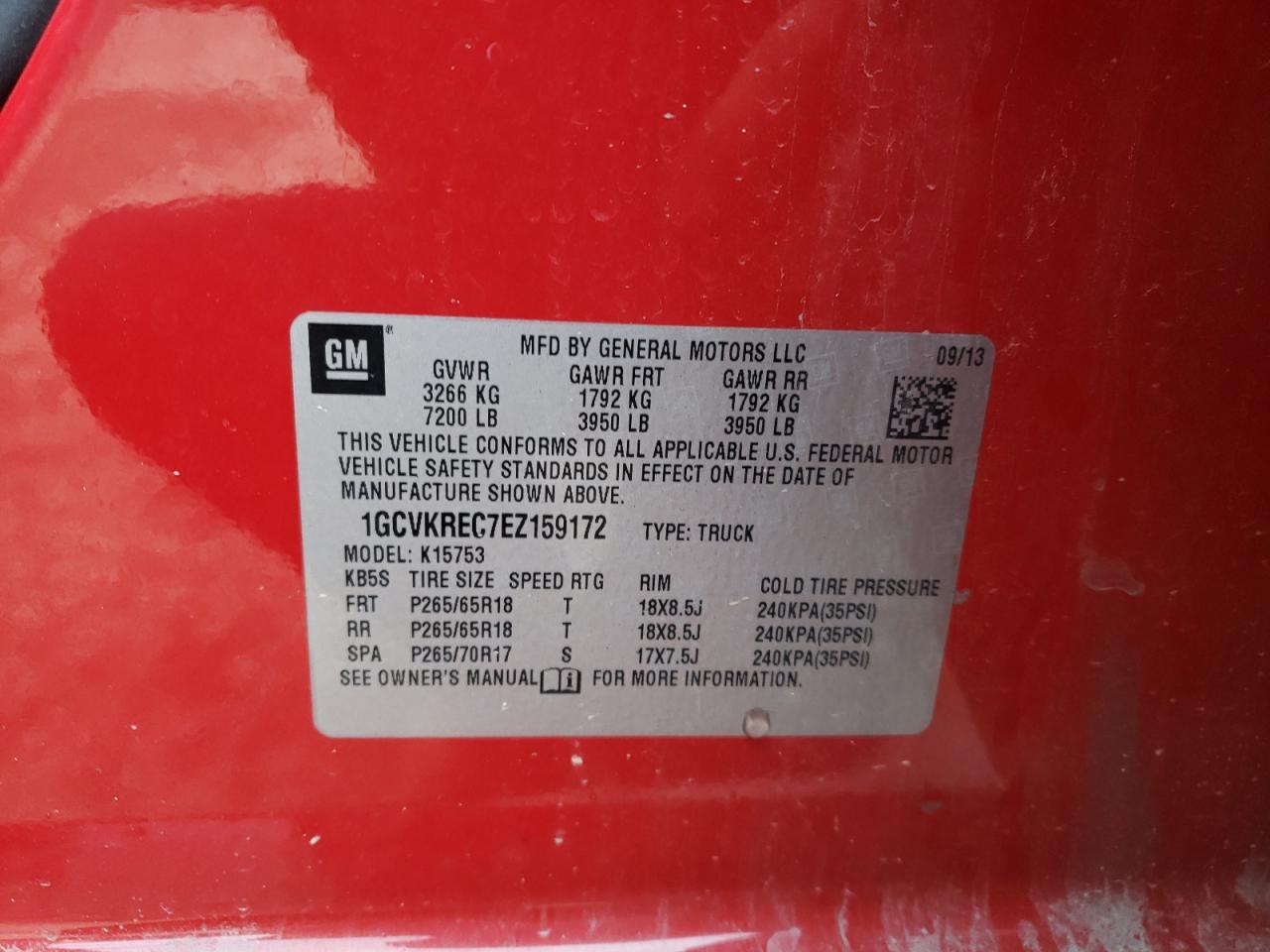 Photo 10 from auction – 2014 CHEVROLET SILVERADO with VIN 1GCVKREC7EZ159172