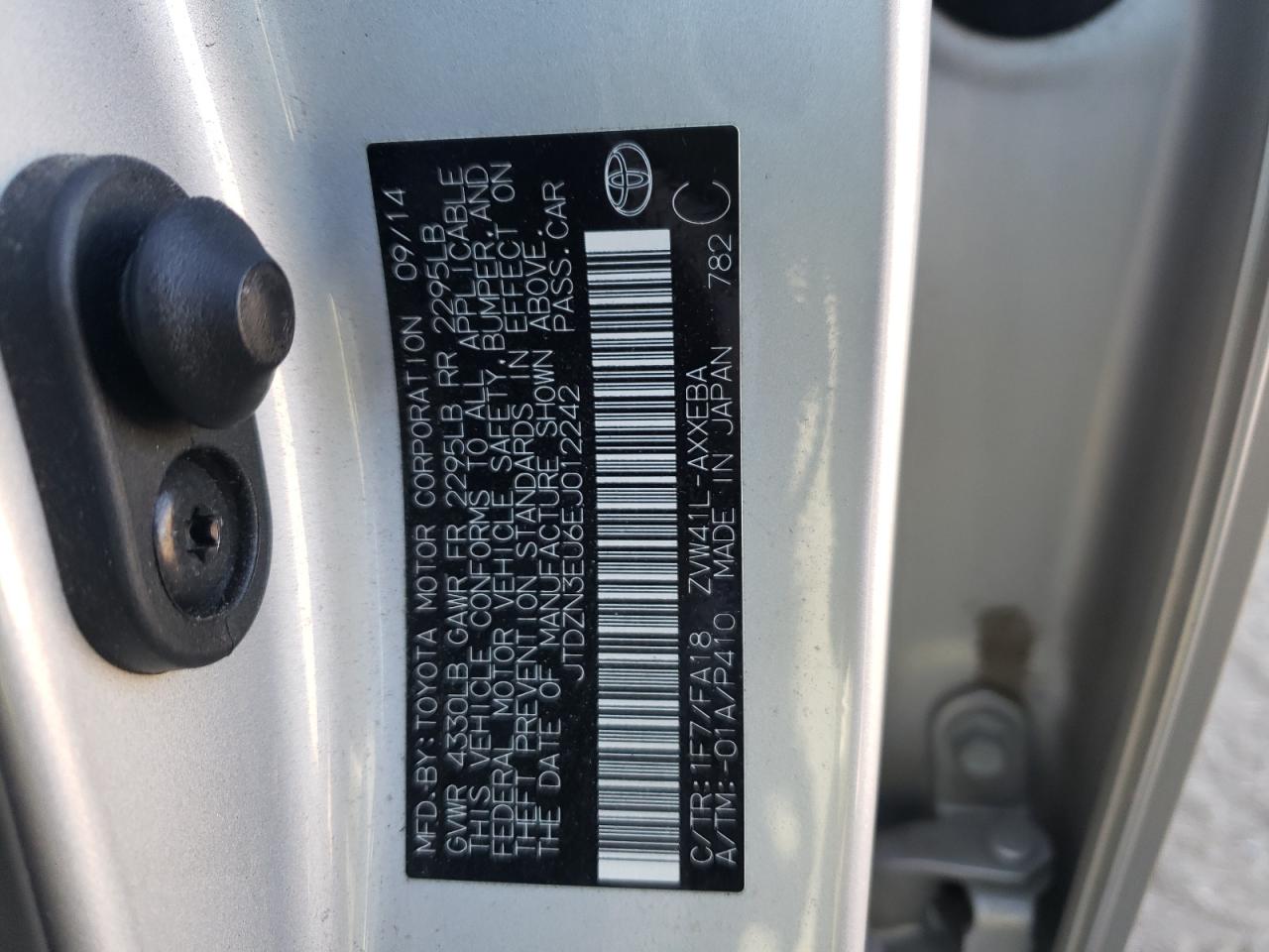 Photo 10 from auction – 2014 TOYOTA PRIUS V with VIN JTDZN3EU6EJ012242