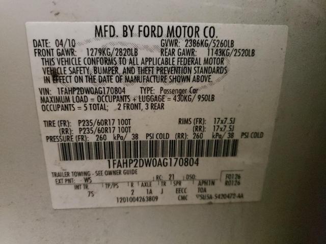 Photo 10 from auction – 2010 FORD TAURUS with VIN 1FAHP2DW0AG170804