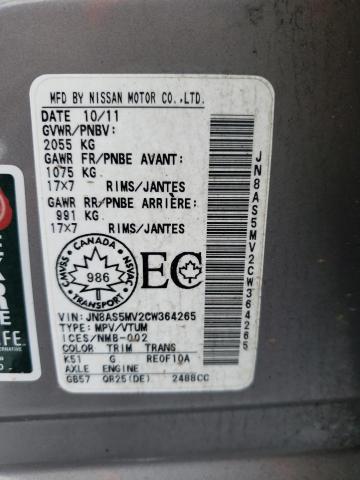 Photo 10 from auction – 2012 NISSAN ROGUE with VIN JN8AS5MV2CW364265