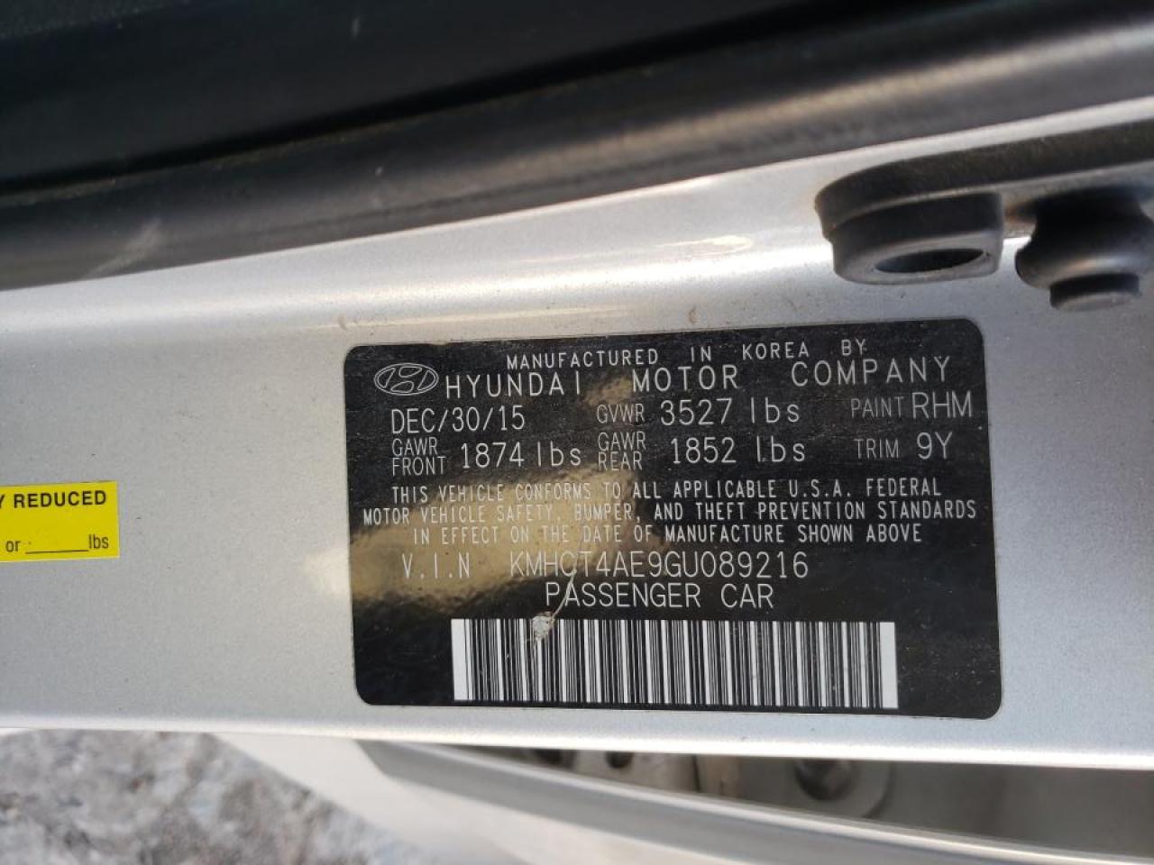 Photo 10 from auction – 2016 HYUNDAI ACCENT SE with VIN KMHCT4AE9GU089216