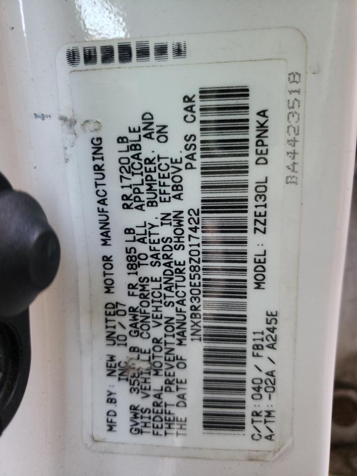 Photo 10 from auction – 2008 TOYOTA COROLLA CE with VIN 1NXBR30E58Z017422