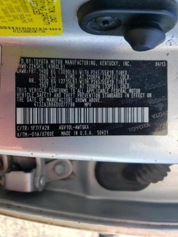 Photo 10 from auction – 2013 TOYOTA VENZA LE with VIN 4T3ZA3BB6DU077798