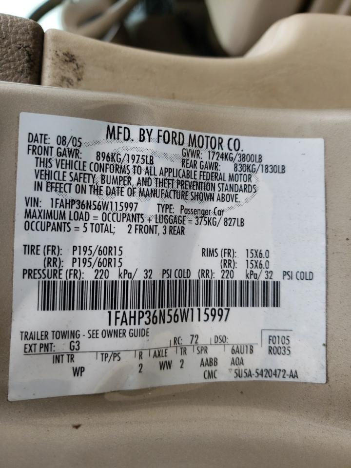 صورة رقم 10 من المزاد - 2006 FORD FOCUS مع VIN 1FAHP36N56W115997