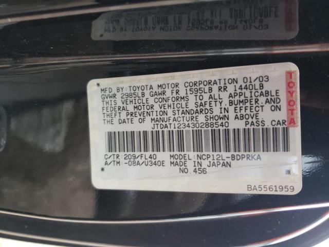 Photo 10 from auction – 2003 TOYOTA ECHO with VIN JTDAT123430288540