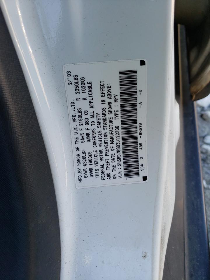 Photo 10 from auction – 2003 HONDA CR-V EX with VIN SHSRD78803U122306