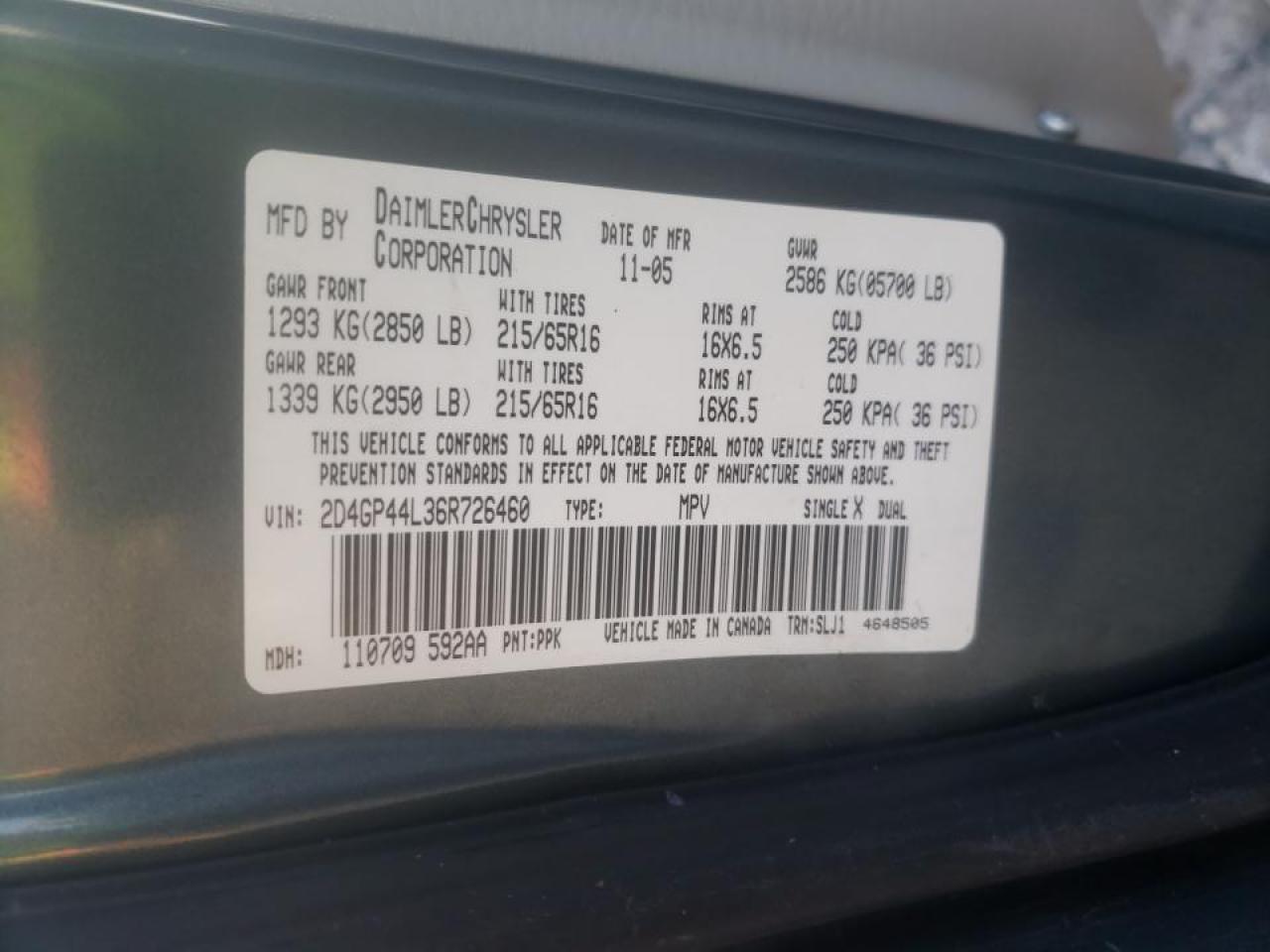 Photo 10 from auction – 2006 DODGE GRAND CARA with VIN 2D4GP44L36R726460