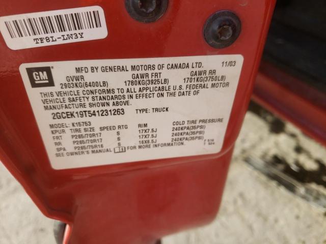 Photo 10 from auction – 2004 CHEVROLET SILVERADO with VIN 2GCEK19T541231263